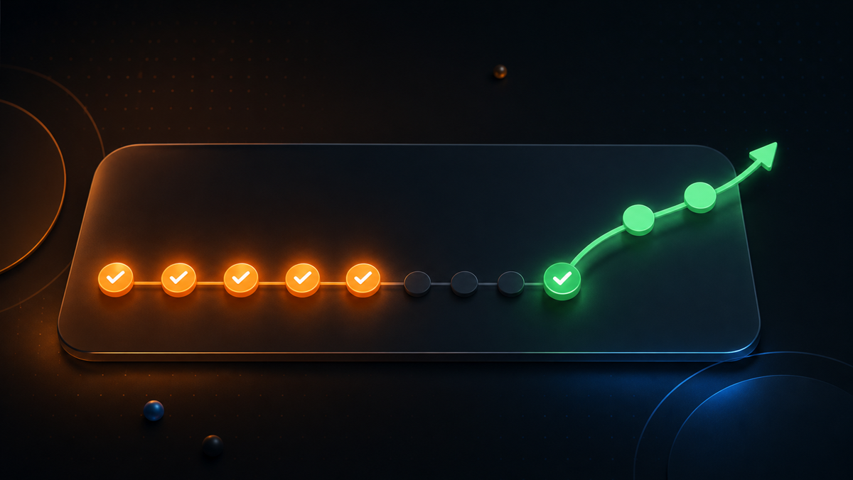 Illustration of a habit timeline with a break and a restart